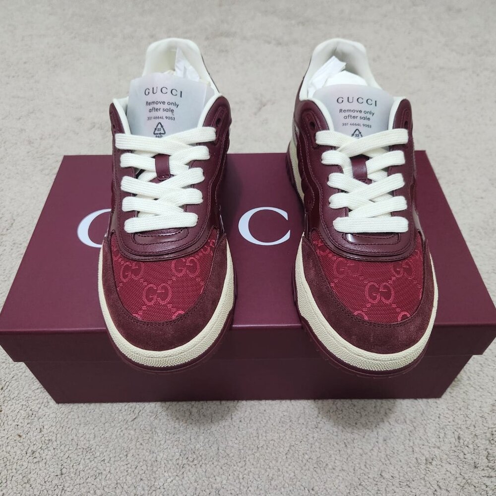 Gucci Re-Web sneaker in Rosso Ancora red GG canvas size 38 women - Picture 6 of 13